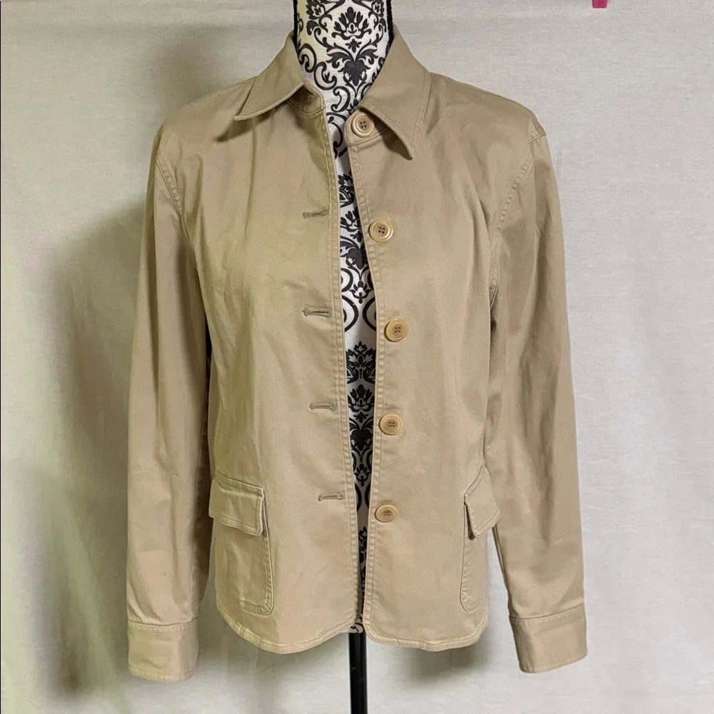 Jones New York Sport Stretch Stylish Khaki Utility Jacket for Women Cotton Large